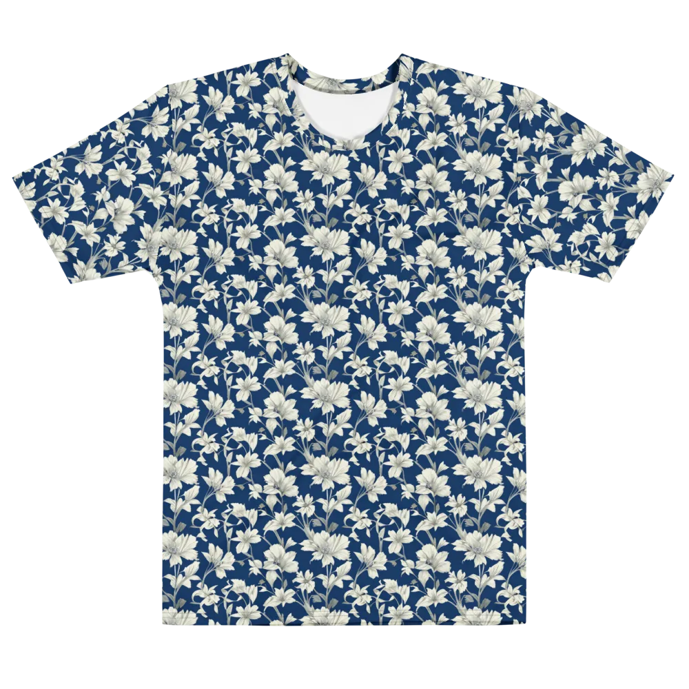 Navy Floralia on Men's Cotton Crew Neck T-Shirt — Front