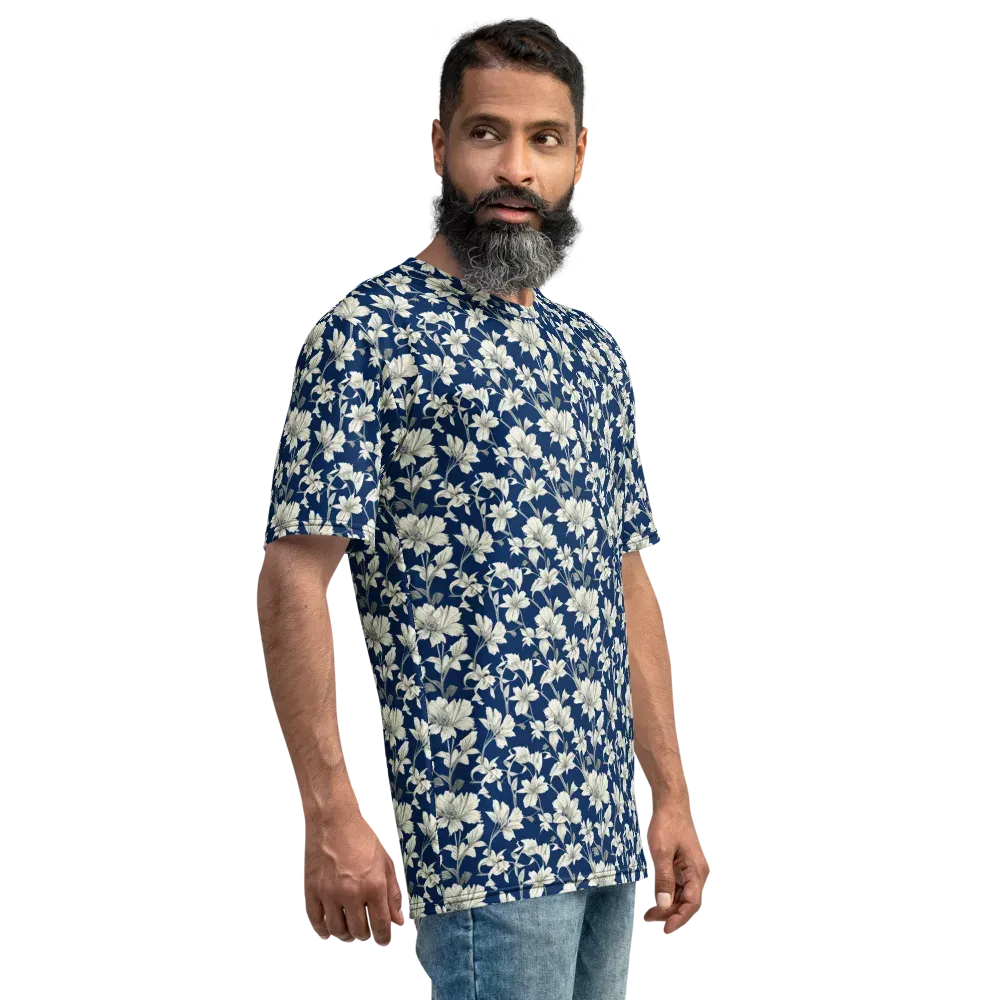 Navy Floralia on Men's Crew Neck T-Shirt — Right