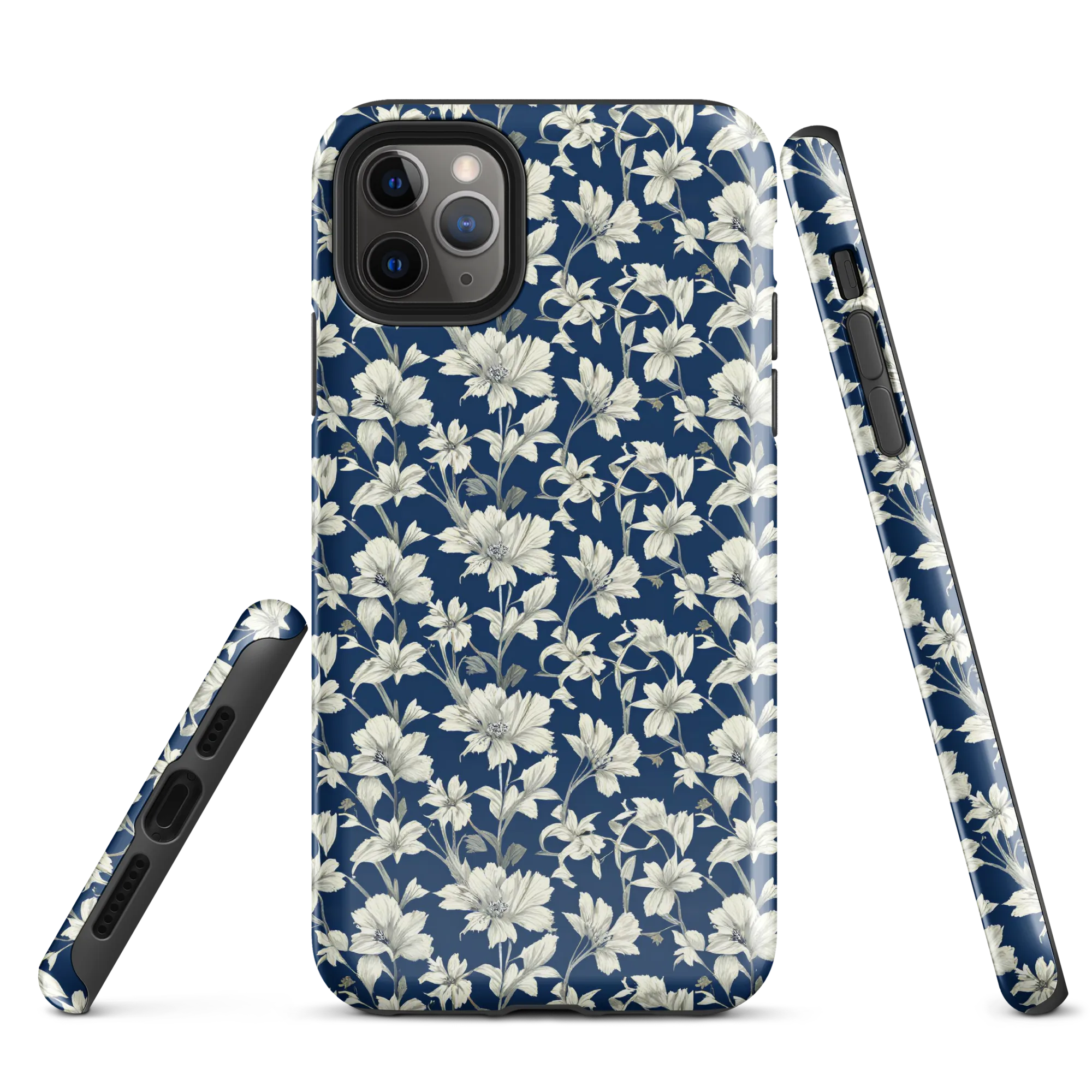Navy Floralia on Tough Case for iPhone® — Front