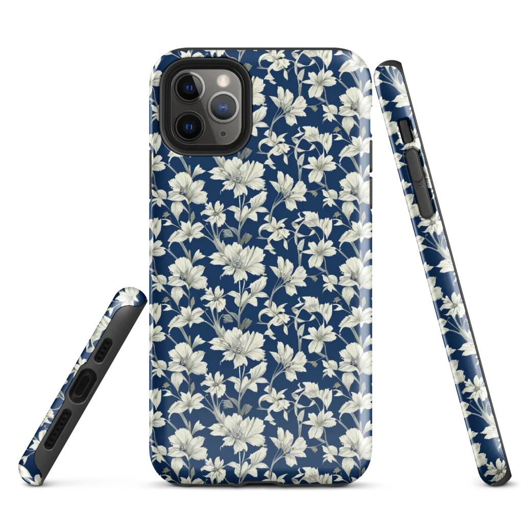 Navy Floralia on Tough Case for iPhone® — Front