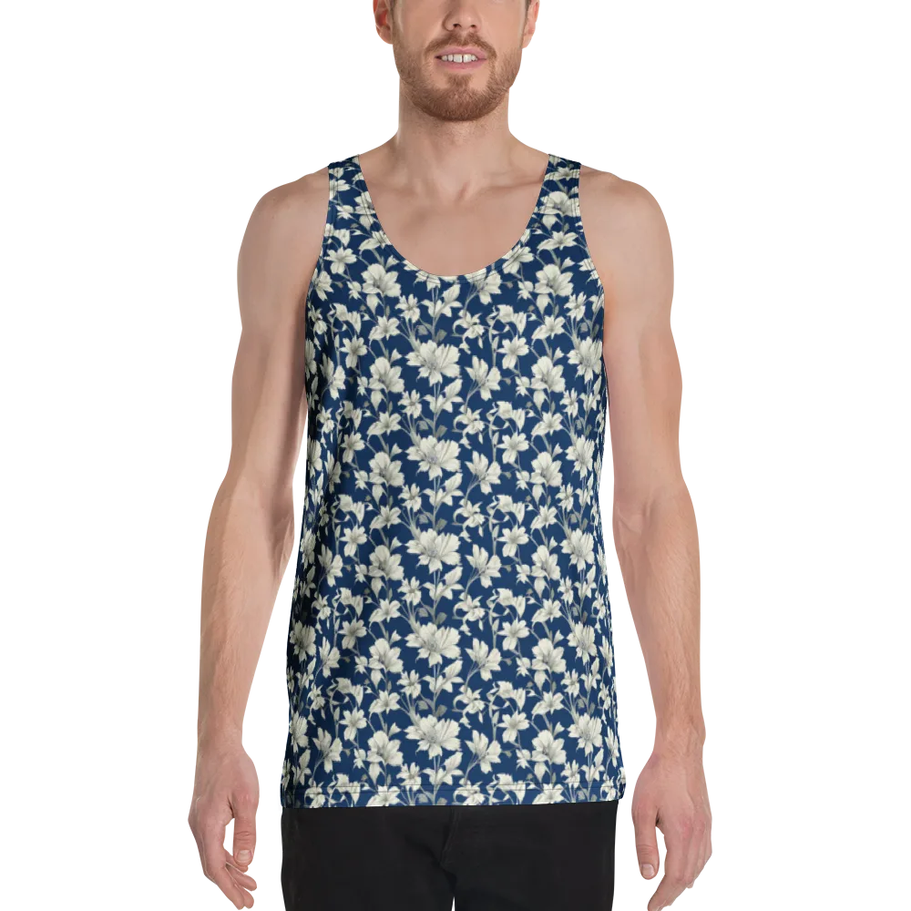 Navy Floralia on Men's Tank Top — Front