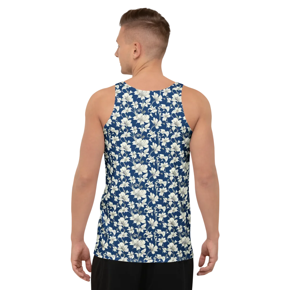 Navy Floralia on Men's Tank Top — Back