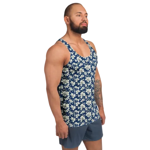 Navy Floralia on a Men's Tank Top