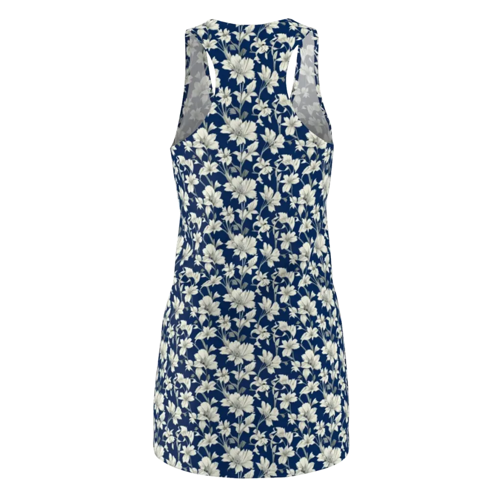 Navy Floralia on Racerback Dress — Back