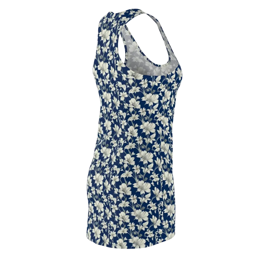 Navy Floralia on Racerback Dress — Back Side