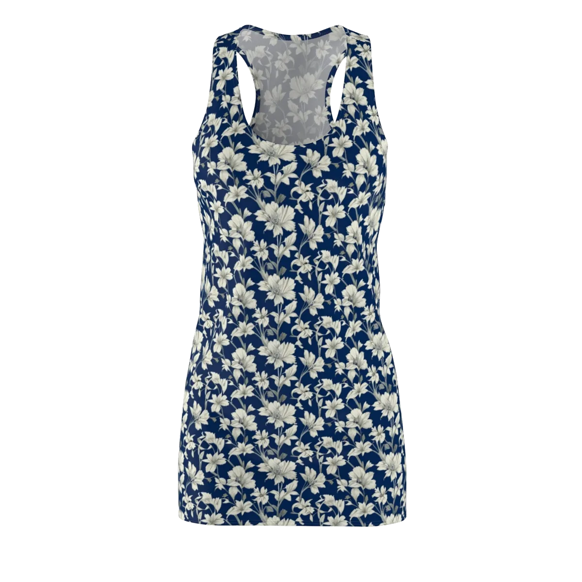Navy Floralia on Racerback Dress — Front