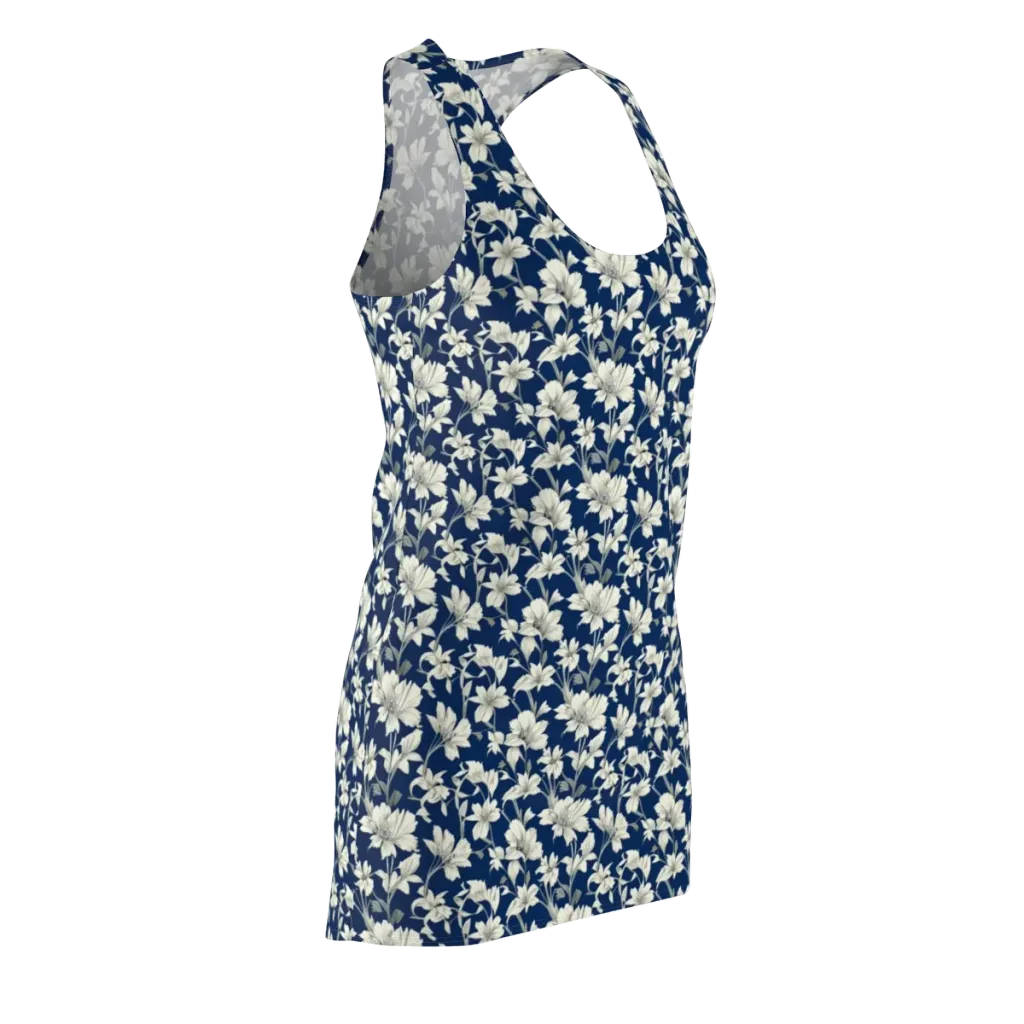 Navy Floralia on Racerback Dress — Front Side