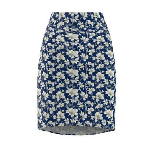Navy Floralia on a Pencil Skirt
