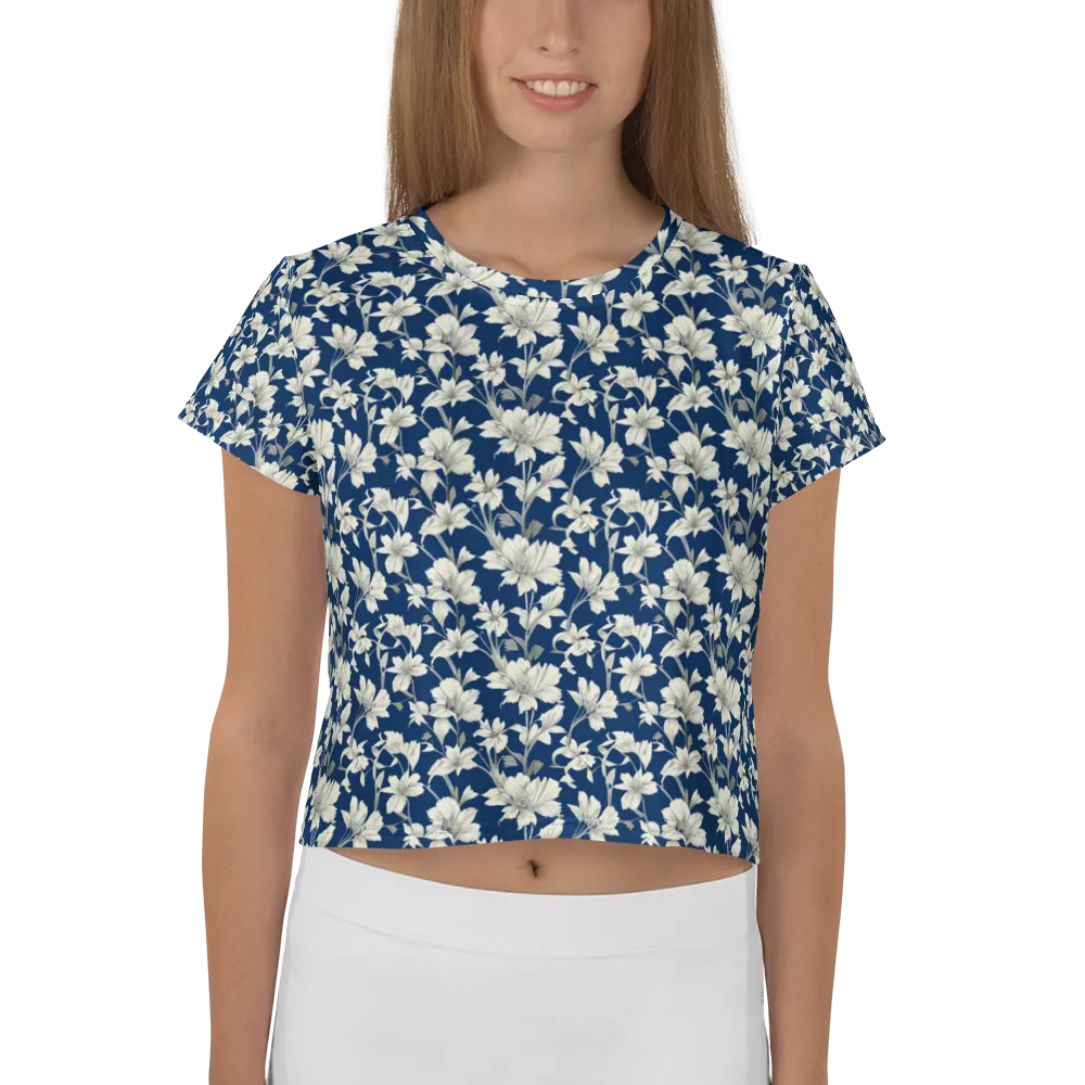 Navy Floralia on Crop Tee — Front