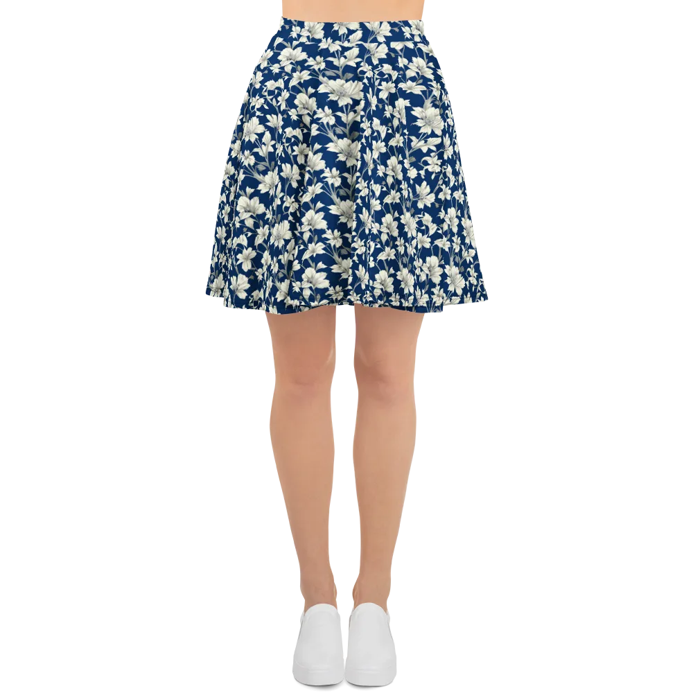Navy Floralia on Skater Skirt — Front