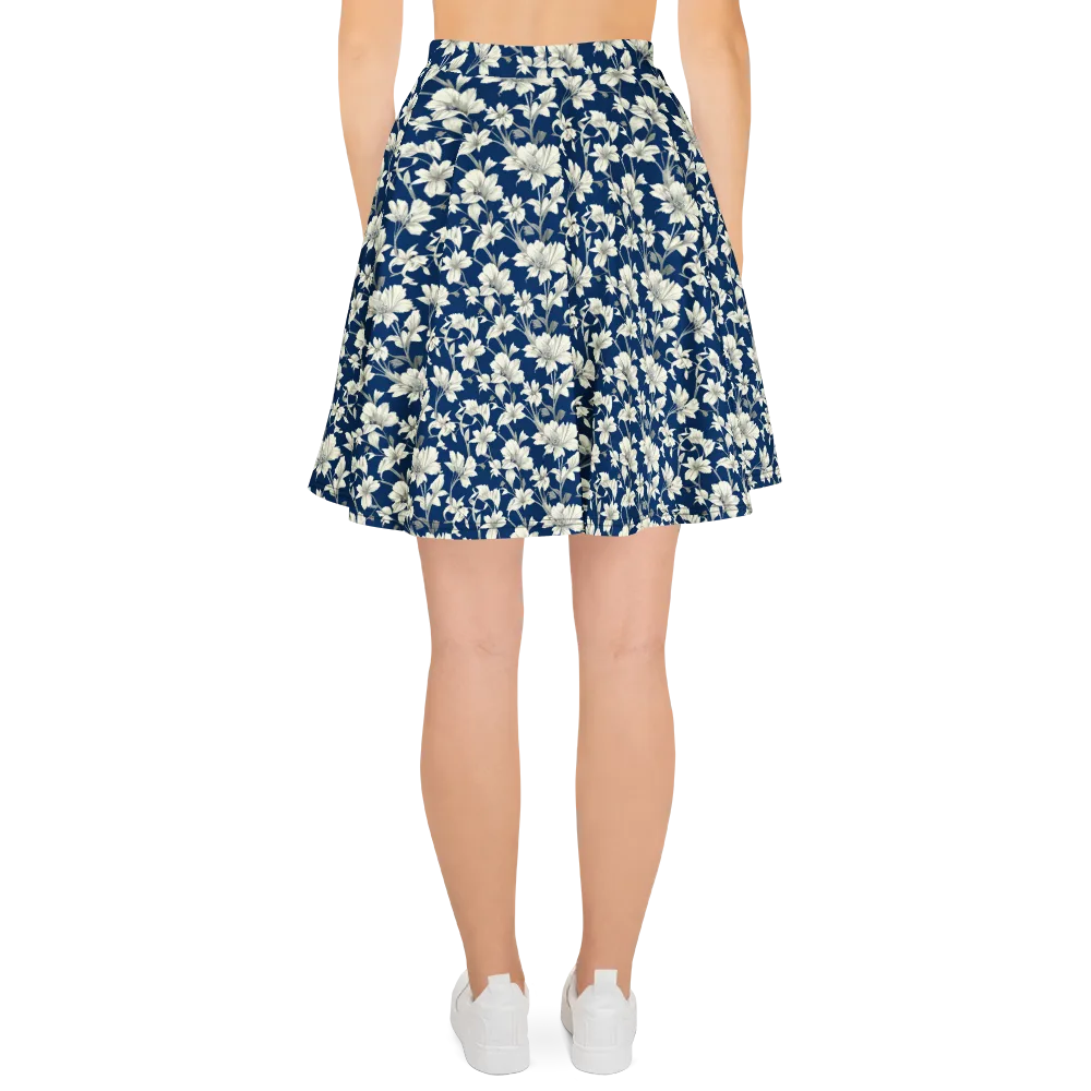 Navy Floralia on Skater Skirt — Back