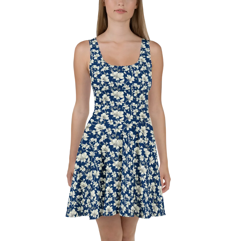 Navy Floralia on Skater Dress — Front