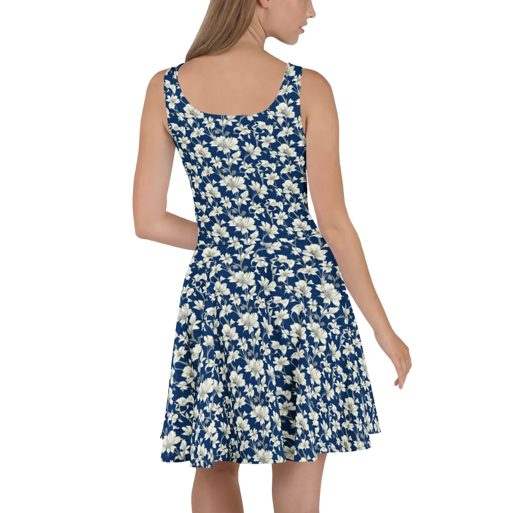 Navy Floralia on Skater Dress — Back