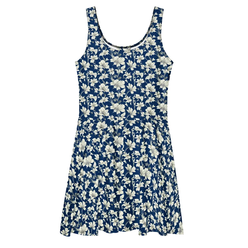 Navy Floralia on Skater Dress — Front