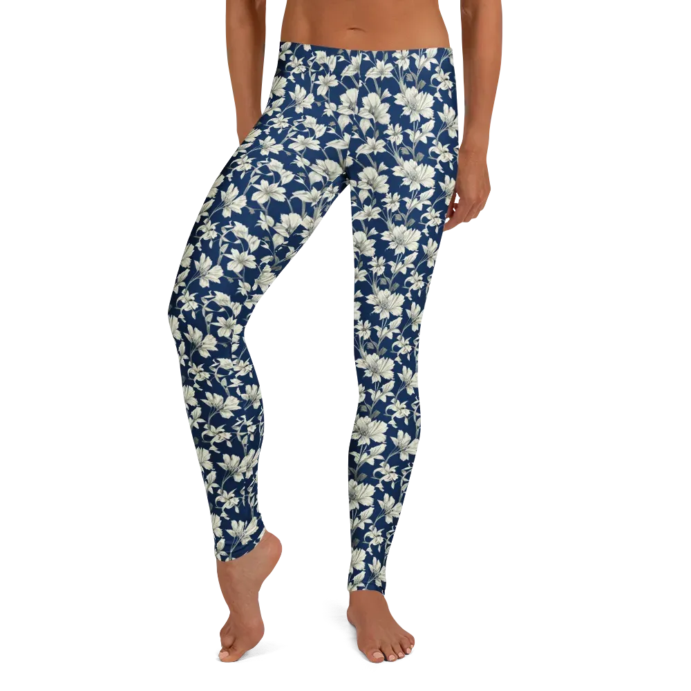 Navy Floralia on Leggings — Front