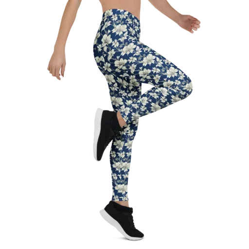 Navy Floralia on a Leggings