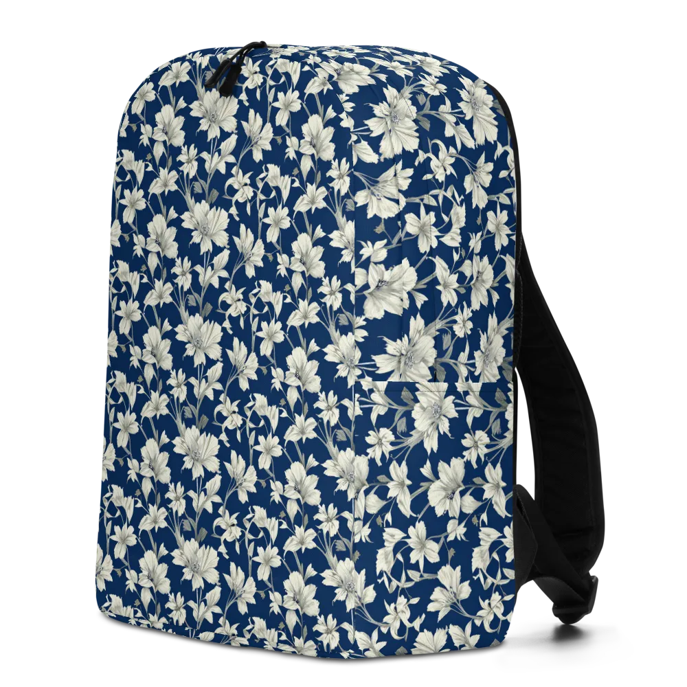 Navy Floralia on Minimalist Backpack — Left