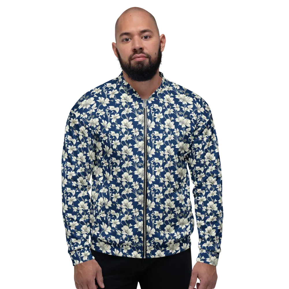 Navy Floralia on Bomber Jacket — Front