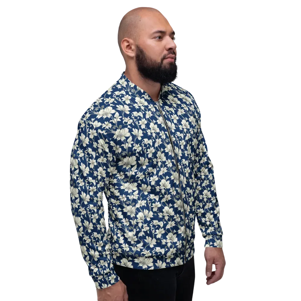 Navy Floralia on Bomber Jacket — Right