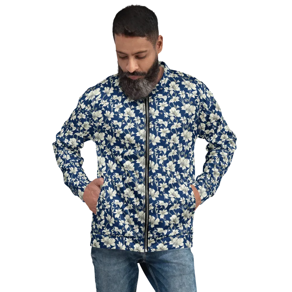 Navy Floralia on Bomber Jacket — Front