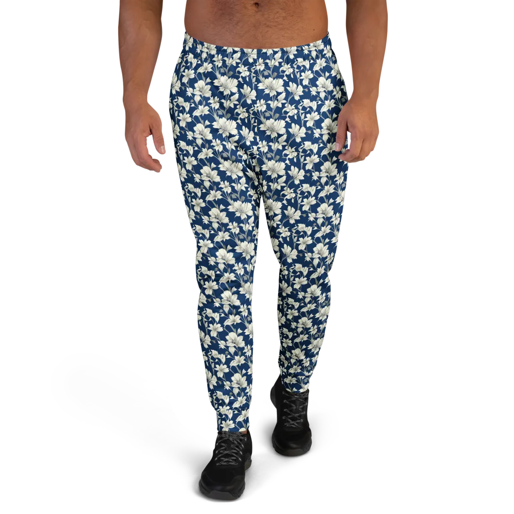 Navy Floralia on Men's Joggers — Front