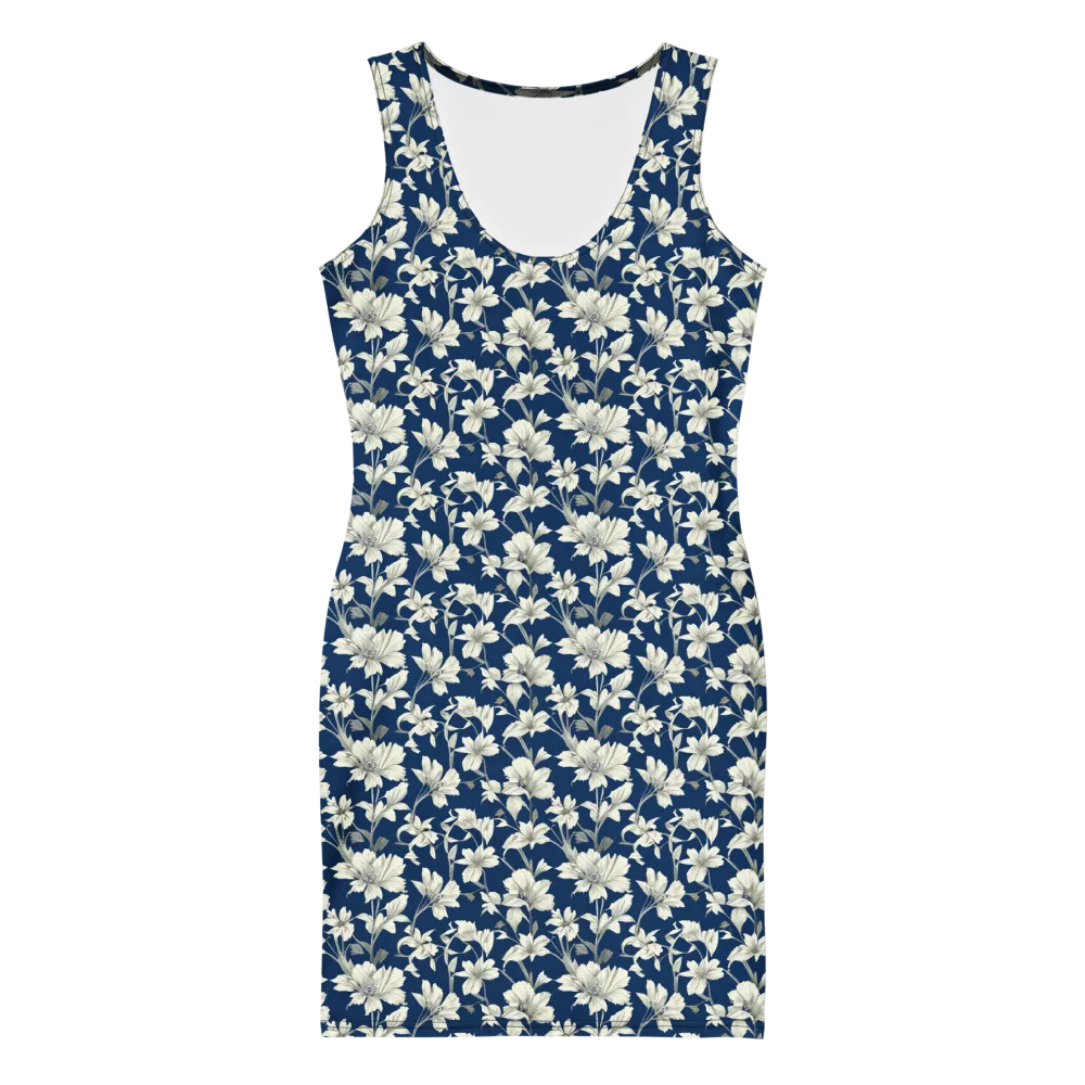 Navy Floralia on Bodycon Dress — Front
