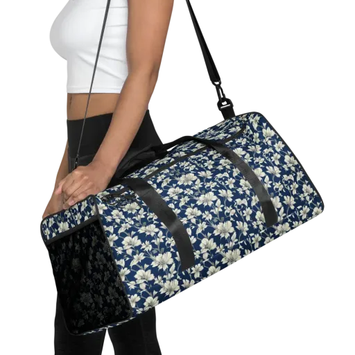 Navy Floralia on a Duffle Bag