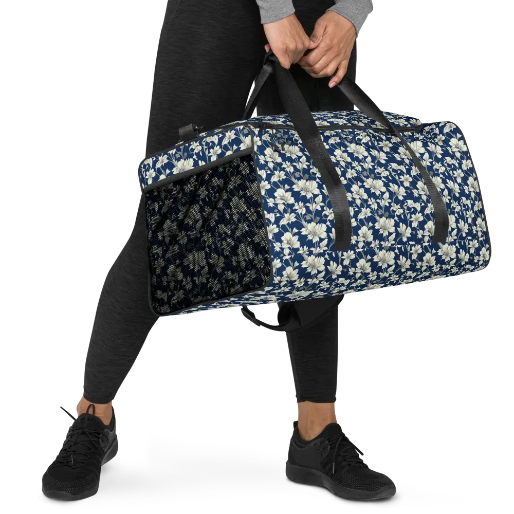 Navy Floralia on Duffle Bag — Right Front