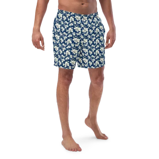 Navy Floralia on a Swim Trunks