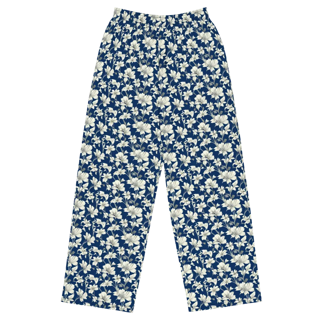 Navy Floralia on Wide-Leg Pants — Front