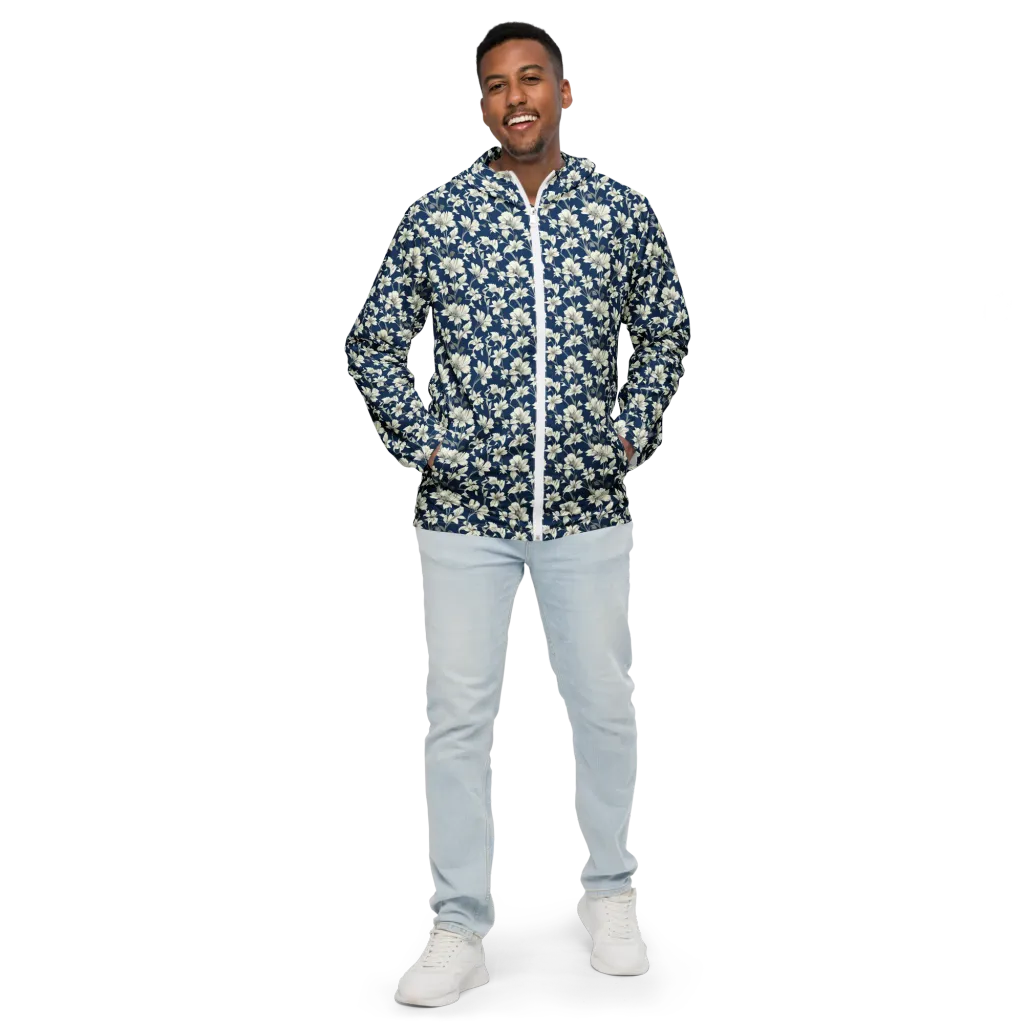 Navy Floralia on Men's Windbreaker — Front