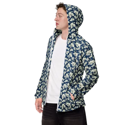 Navy Floralia on a Men's Windbreaker
