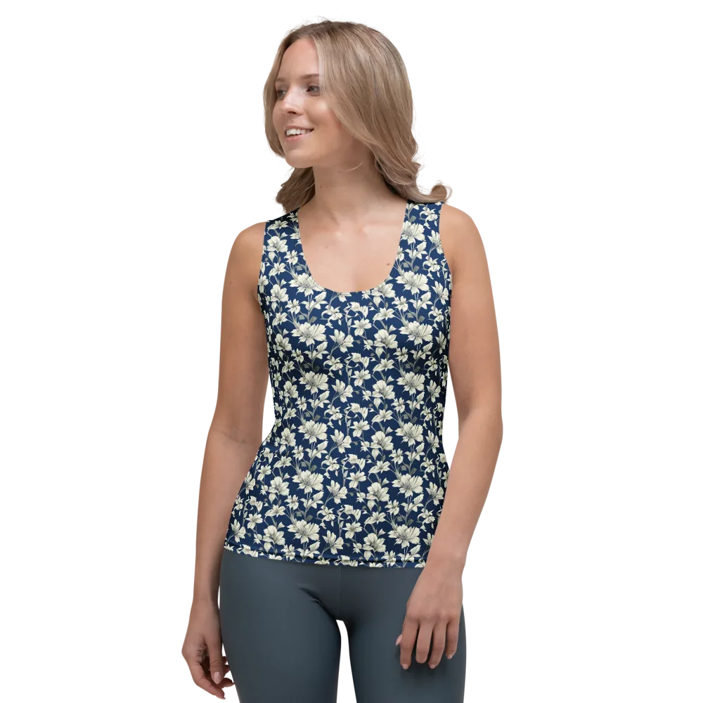Navy Floralia on Women's Tank Top — Front