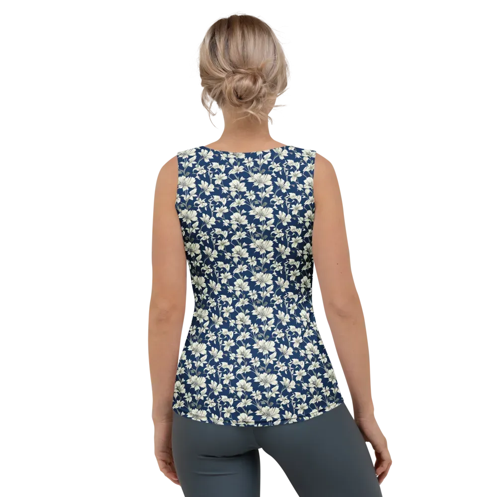 Navy Floralia on Women's Tank Top — Back