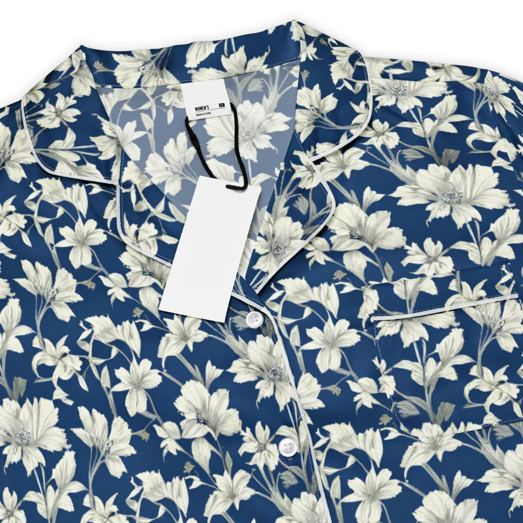 Navy Floralia on Women's Short Sleeve Pajama Top — Product details