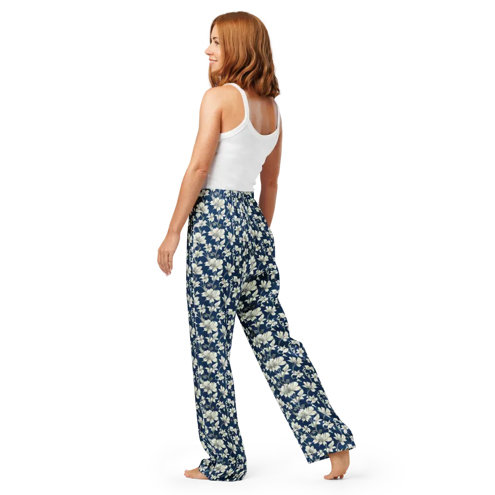 Navy Floralia on Women's Pajama Pants — Back