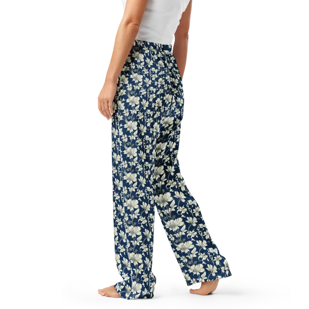 Navy Floralia on Women's Pajama Pants — Left