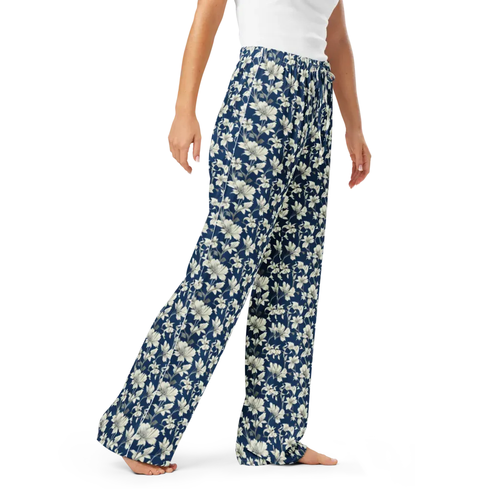 Navy Floralia on Women's Pajama Pants — Right Front