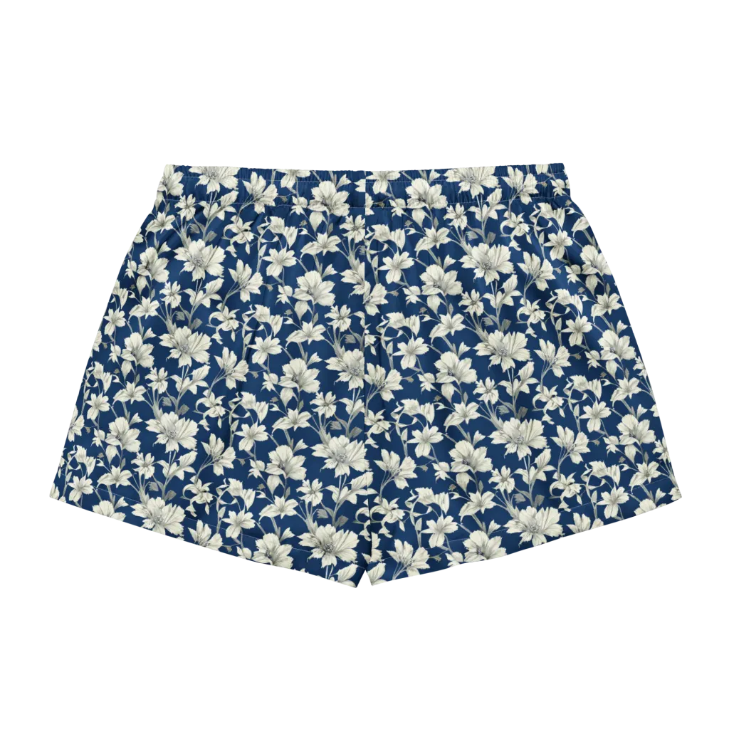 Navy Floralia on Women's Pajama Shorts — Back