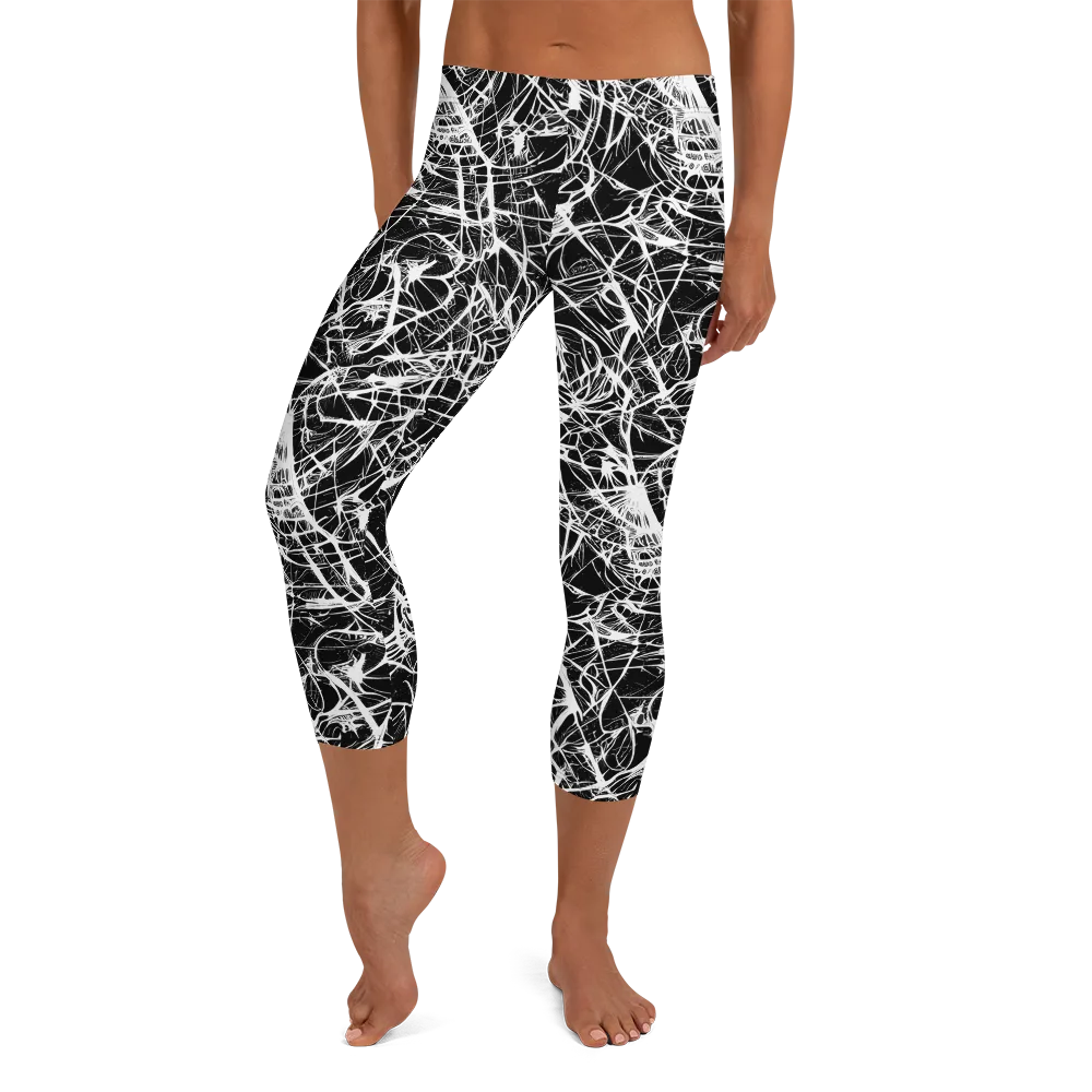 Ink Nervure on Capri Leggings — Front
