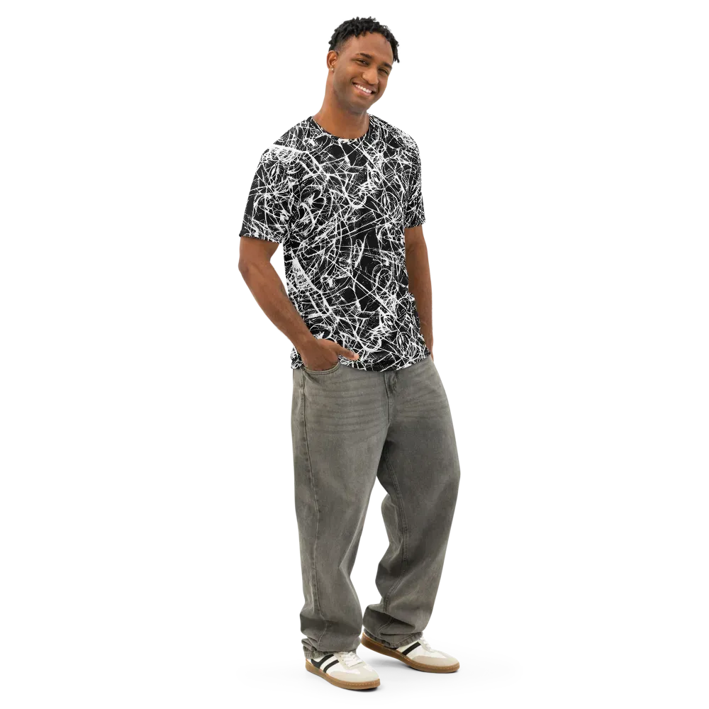 Ink Nervure on Men's Cotton Crew Neck T-Shirt — Right Front