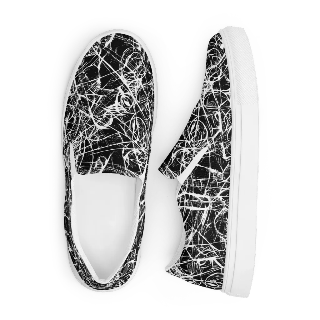Ink Nervure on Men's Slip-On Canvas Shoes — Front
