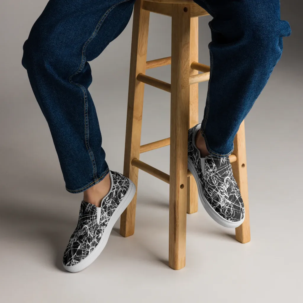 Ink Nervure on Men's Slip-On Canvas Shoes — Front