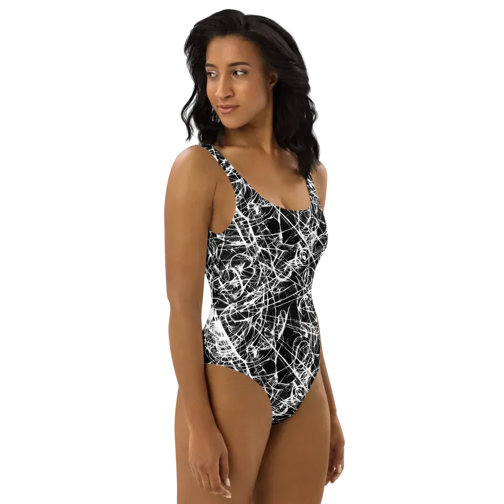 Ink Nervure on One-Piece Swimsuit — Right