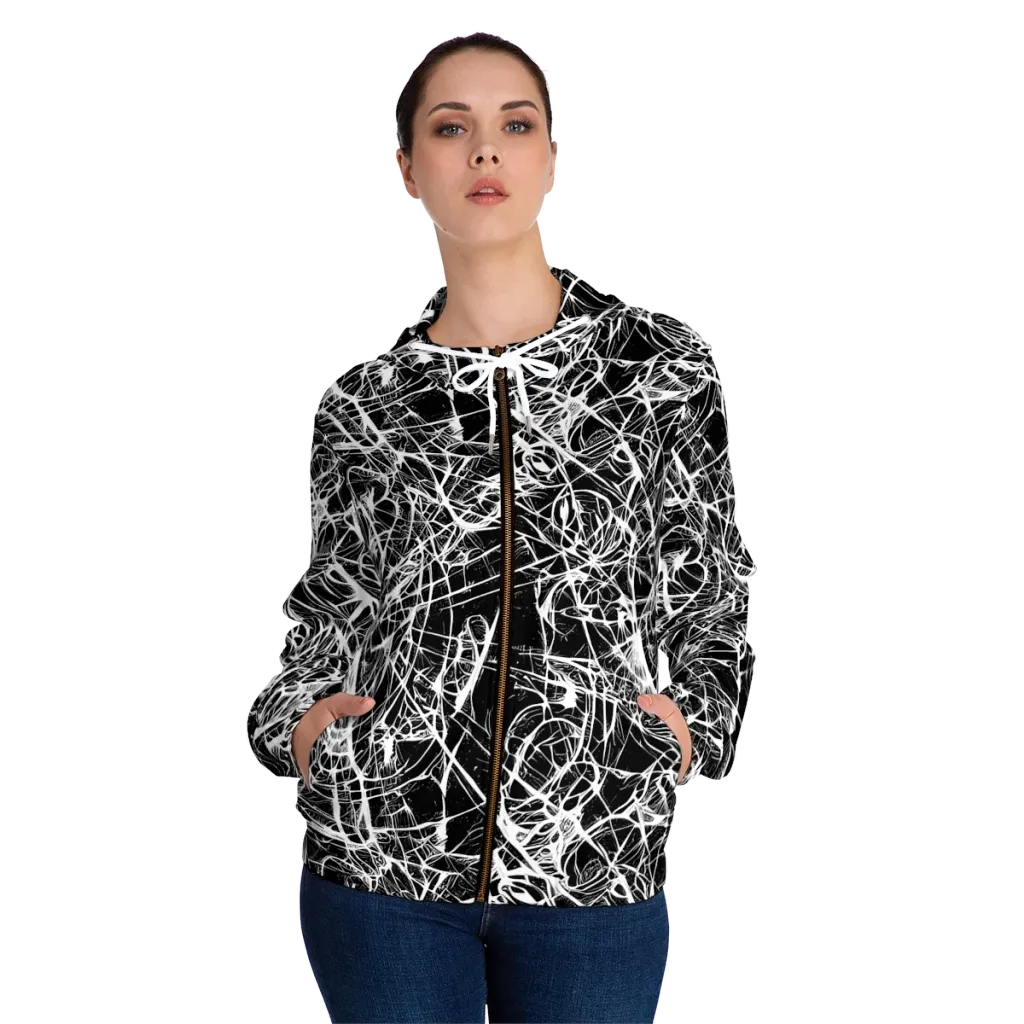 Ink Nervure on Women's Full-Zip Hoodie — Front On Person