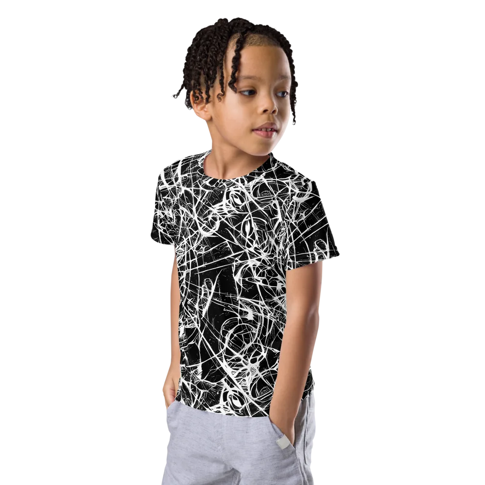 Ink Nervure on Kids Crew Neck T-Shirt — Left Front