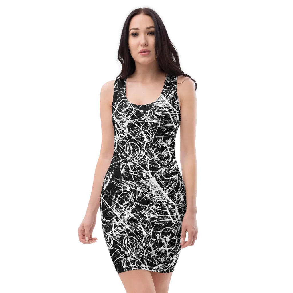 Ink Nervure on Bodycon Dress — Front
