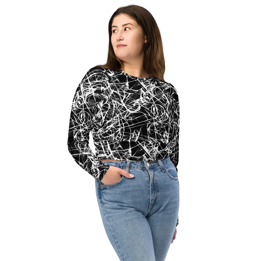 Ink Nervure on Long Sleeve Crop Top — Front