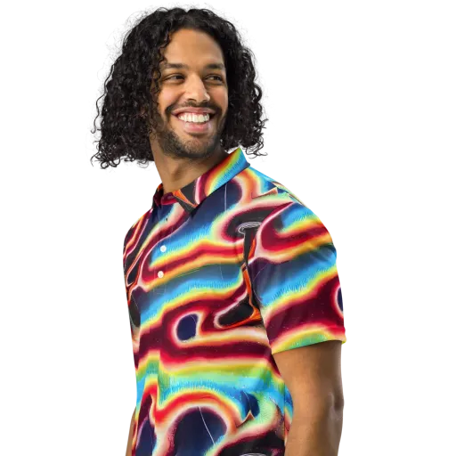 Afterdark Rainbow on a Men's Slim Fit Polo Shirt