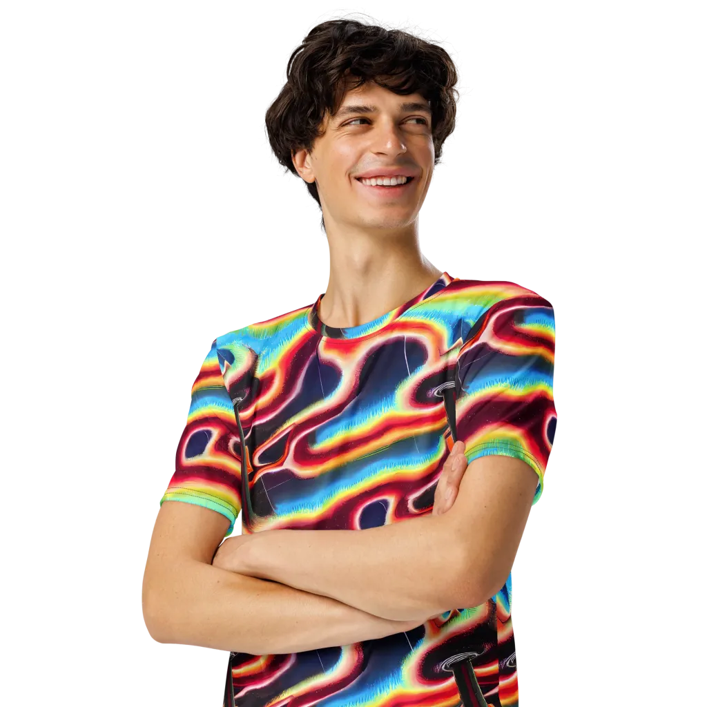 Afterdark Rainbow on Men's Crew Neck T-Shirt — Left Front